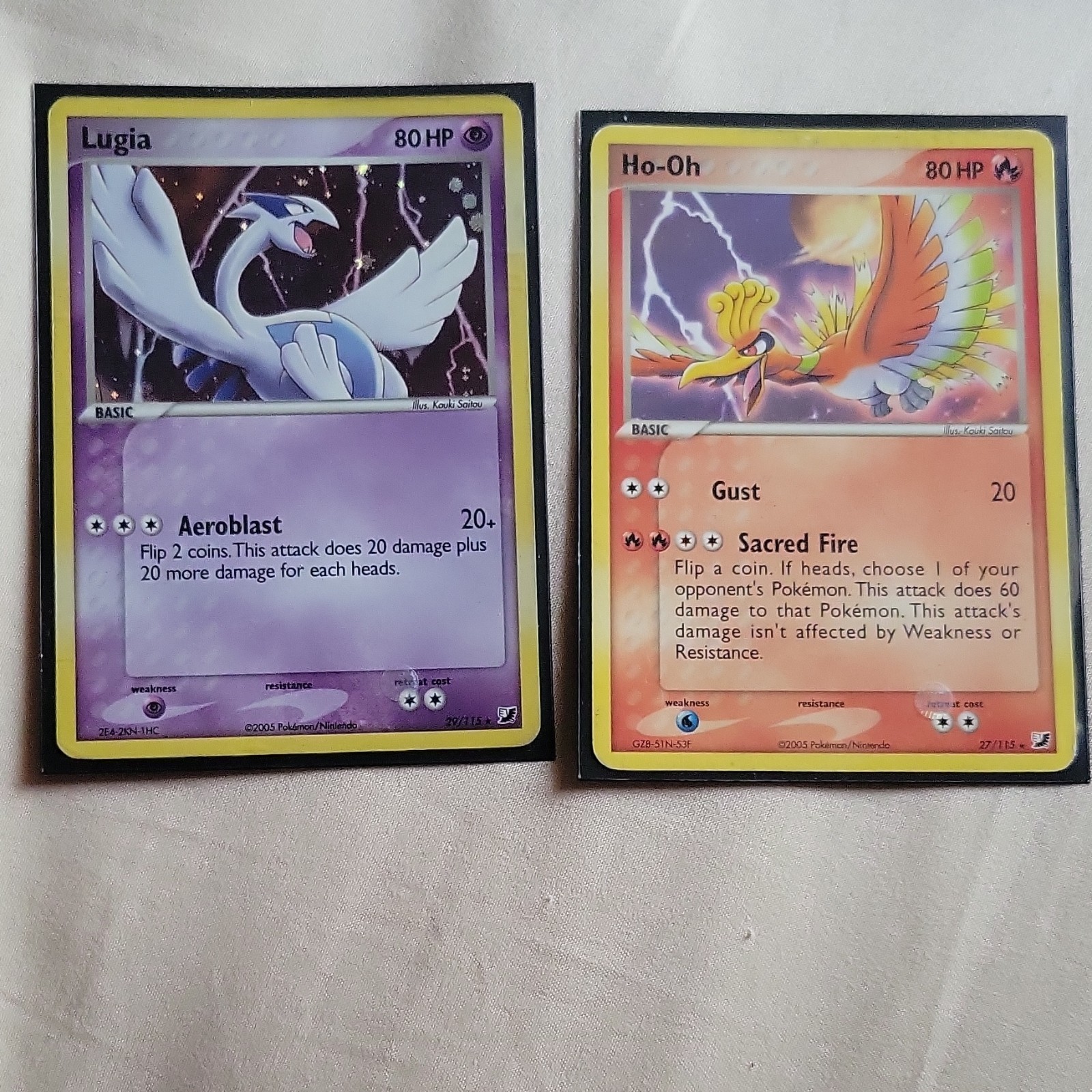 Pokémon TCG EX Unseen Forces Holo Lugia 29/115 & Ho-Oh 27/115 Cards 2005 Lot