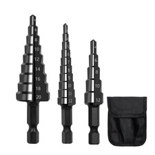 2X(3pcs 3-12mm 4-12mm 4-20mm HSS Straight Groove Step Drill Bit Set Wood3872