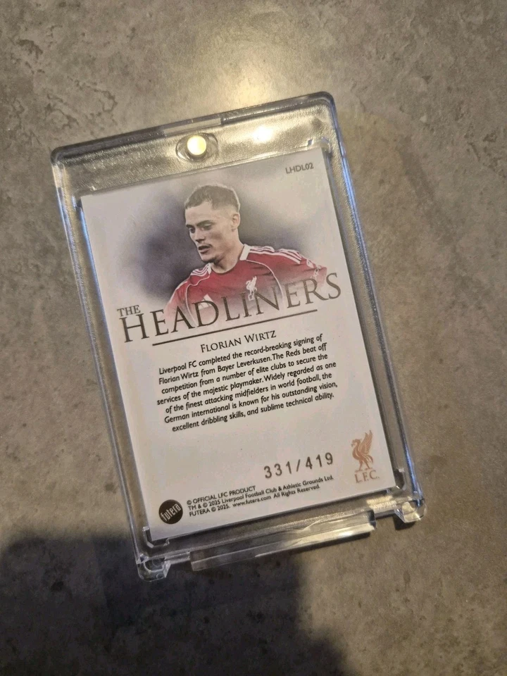 Florin Wirtz - Futera Liverpool 'The Headliners' 2025 - /419 Numbered Card - Image 2 of 4