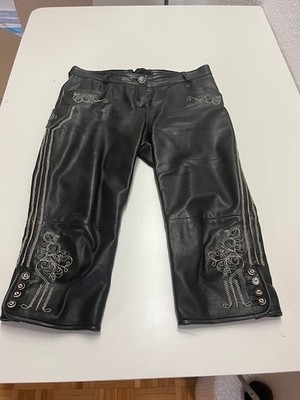 Damen Nappa Kniebundlederhose schwarz Gr. 34 mit Stickerei von Spieth & Wensky 