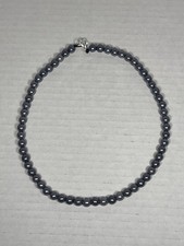 8mm Gray Faux Pearl Bead Necklace ~18 inches