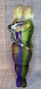 Murano Art Glass Lovers Sculpture, Embracing Couple, Possibly by Sandro Frattin