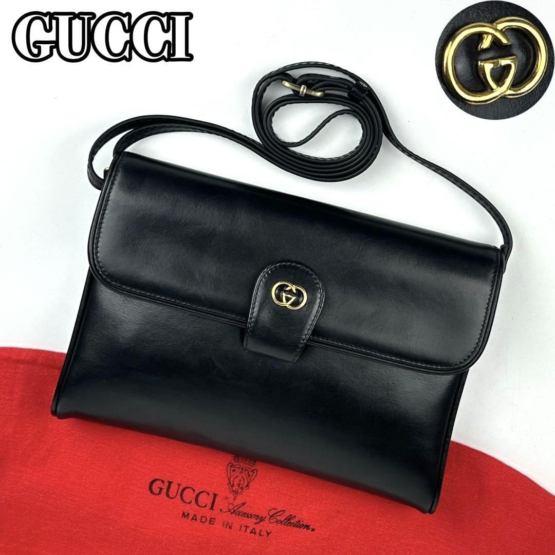 Gucci GG Black Shoulder Bag with Interlocking 2-Way Strap