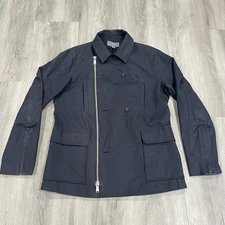Vince Large Blue Canvas Chore Field Jacket Full Zip Button Military