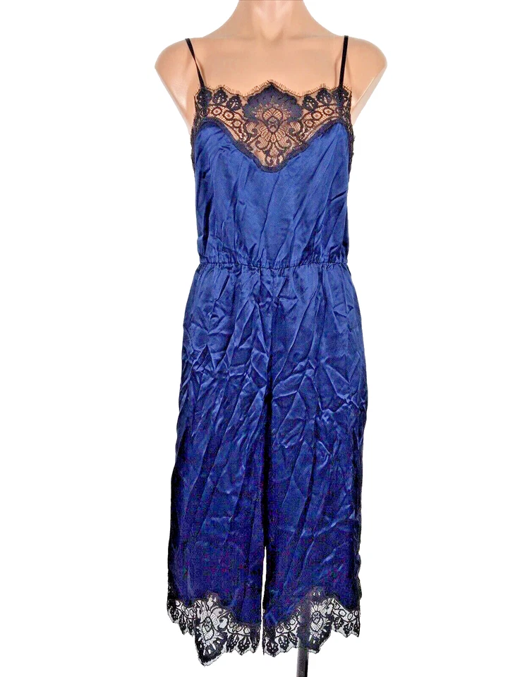 Mono de seda 6 NUEVO $485 ALICE + OLIVIA por Stacey Bendet Quincy azul marino de encaje 100 % Foto 2 de 4