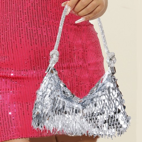Women Evening Bag Sequins Underarm Bag Evening Handbag Elegant Shoulder Bag - Picture 2 of 8