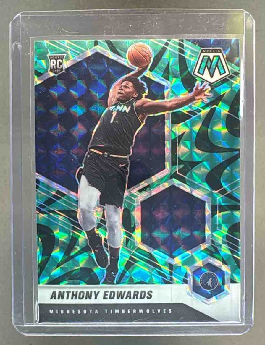 Anthony Edwards 2020 Panini Mosaic #201 Mosaic Reactive Green Rookie RC