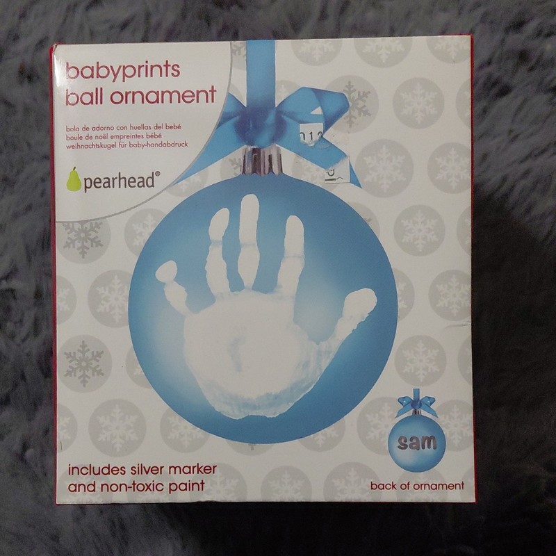 Pearhead Babyprints Ball Ornament Holiday Kit Blue White with Silver Marker