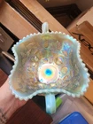 Super Pastel Aqua Opalescent Northwood Carnival Glass Fruits & Flowers Bonbon