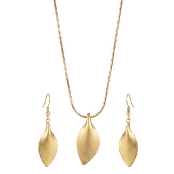Schmuckset Blatt Damen Gold Edelstahl Halskette Vergoldet Damenschmuck Kette-image