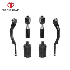 6Pcs Front Inner Outer Tie Rod w/Boot for 2004-07 Buick Rainier 03-09 GMC Envoy