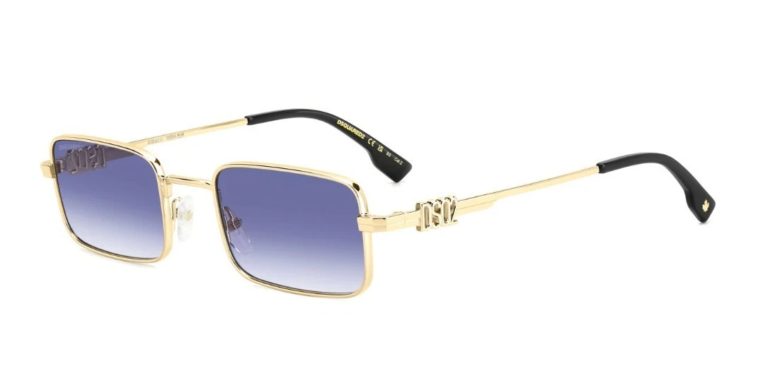 Ray-Ban - Occhiali da sole squadrati in metallo oro con lenti blu