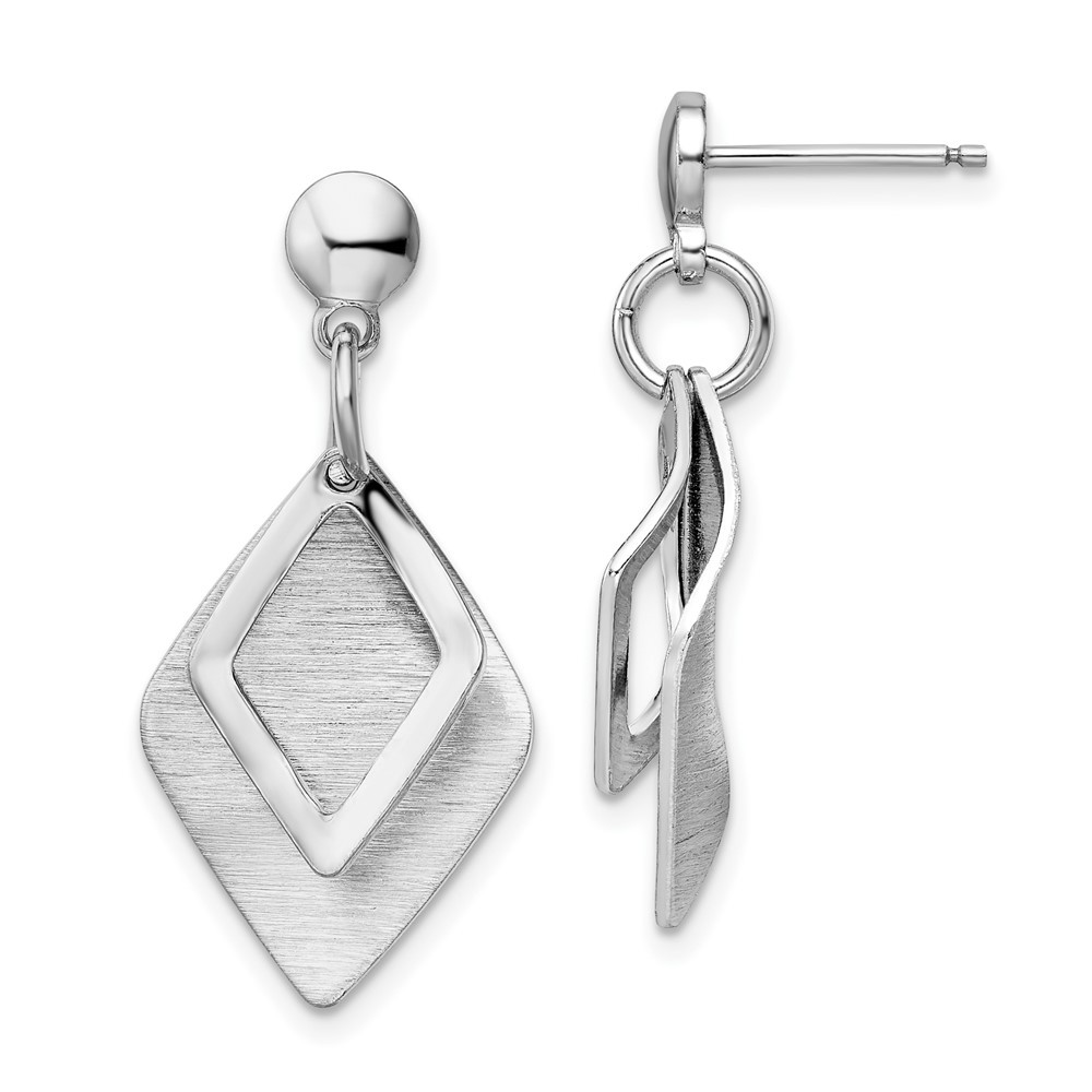 Sterling Silver Radiant Essence Brush Post Drop & Dangle Earrings 4.21gm