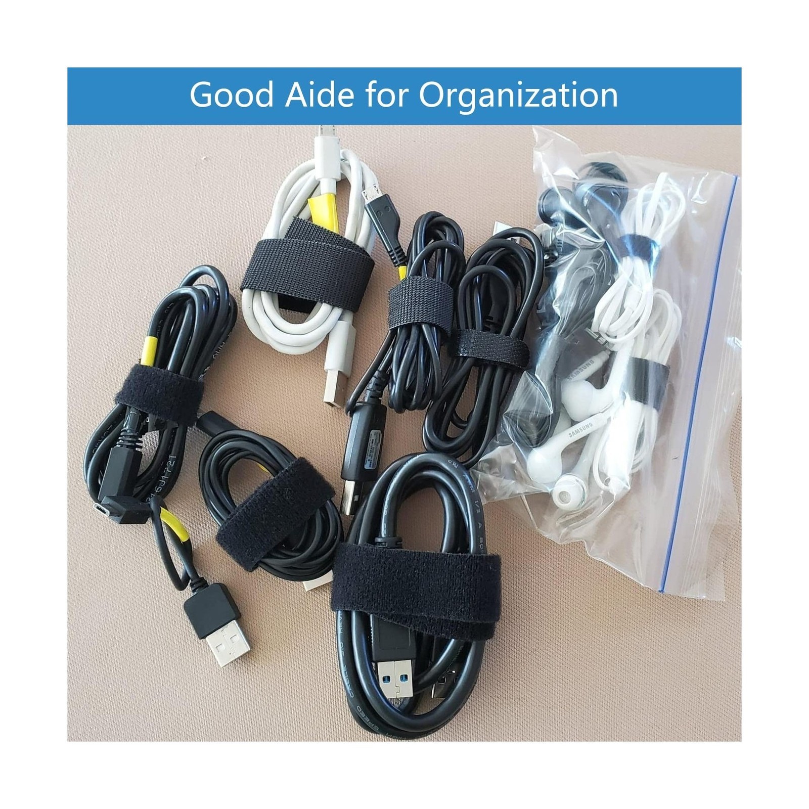 Matenf Double-Sided Hook and Loop Straps, Self-Gripping, 1 Inch Wide, Cut to ...