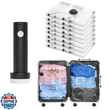 SUOCO Travel Vacuum Bags for Luggage with Portable Electric Pump, 8 Medium Pa