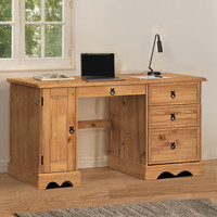 Corona Straight Computer Desk Office Solid Wood Pine Wooden Mercers Furniture