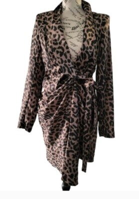 Asos Leopard Print NEVER FULLY DRESSED Wrap Mini Dress Deep V Sexy Size 4 NEW