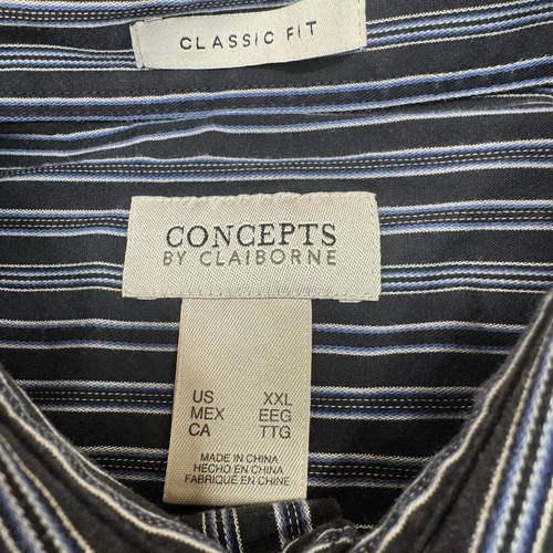 Concepts by Claiborne Mens Shirt XXLarge Blue Stripe Long Sleeve Button Up - Picture 11 of 16