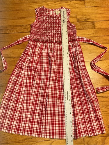 VTG Copper Key Smocked Red Plaid Summer Dress Size 8 - Picture 5 of 5