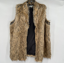 Grace And Lace Faux Fur Vest Sz Xl Women's Open Front Caramel Tan Brown New