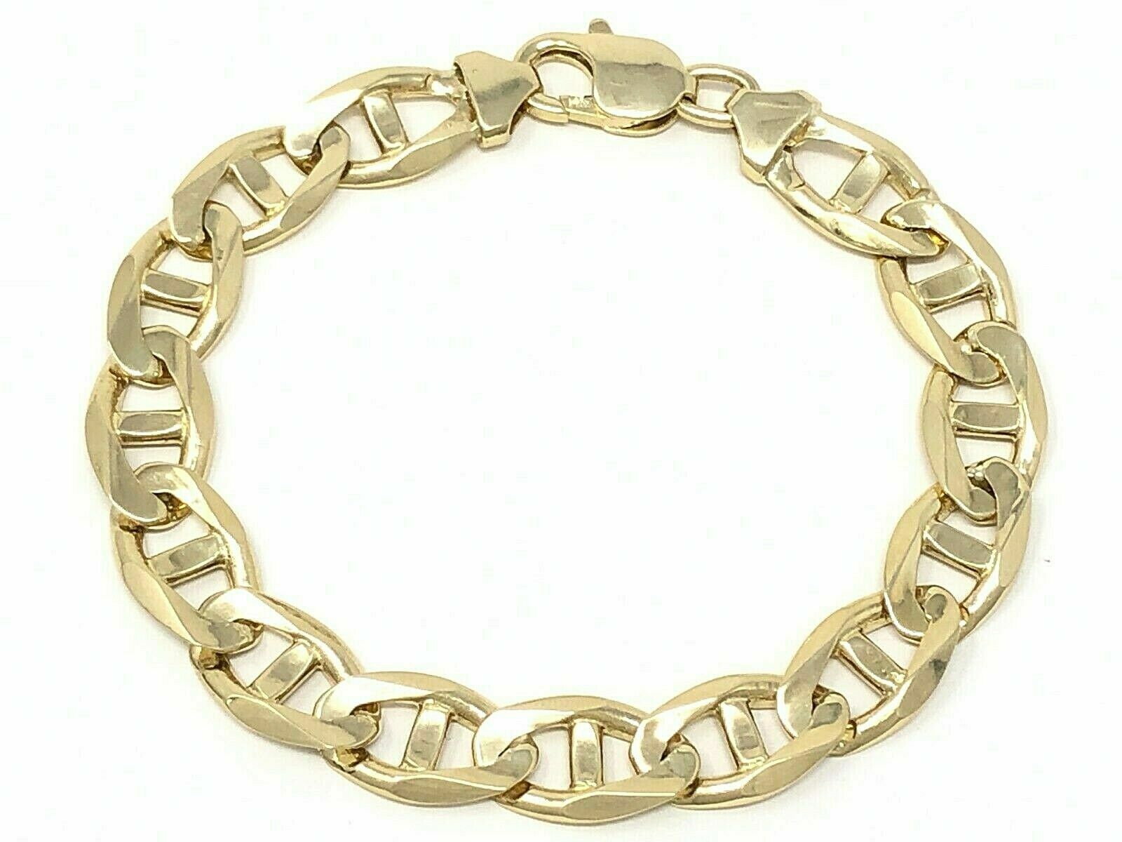 14k Yellow Gold Concave Mariner Gucci Style Chain Bracelet 8.5" 10mm 28