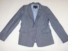 J. Crew Women's Regent 1 Button Blazer Jacket Size 6 Blue 100 Cotton G1960
