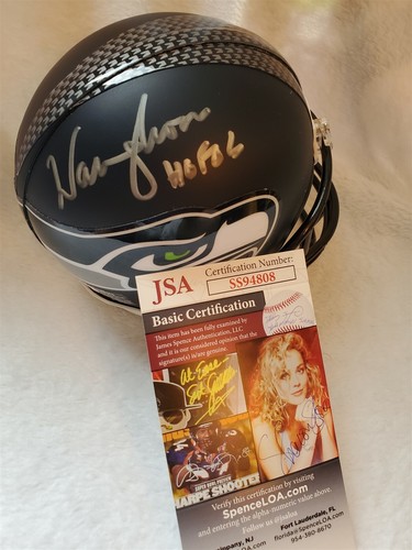 WARREN MOON signed SEAHAWKS mini helmet JSA COA
