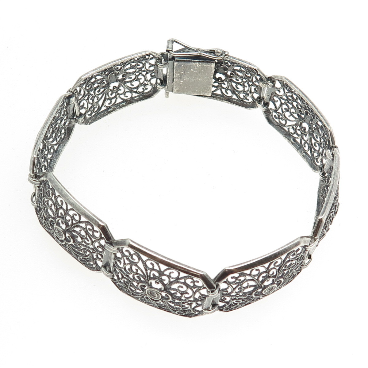 ビンテージブレスレット Silver835 835 Silver Vintage Ornate Panel Link Bracelet 7