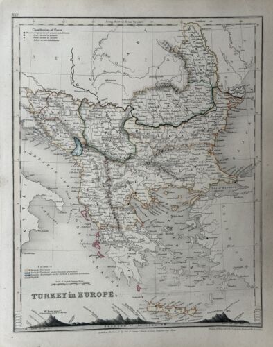 1850 Balkans Ottoman Europe Hand Coloured Map By John Dower With Mountains