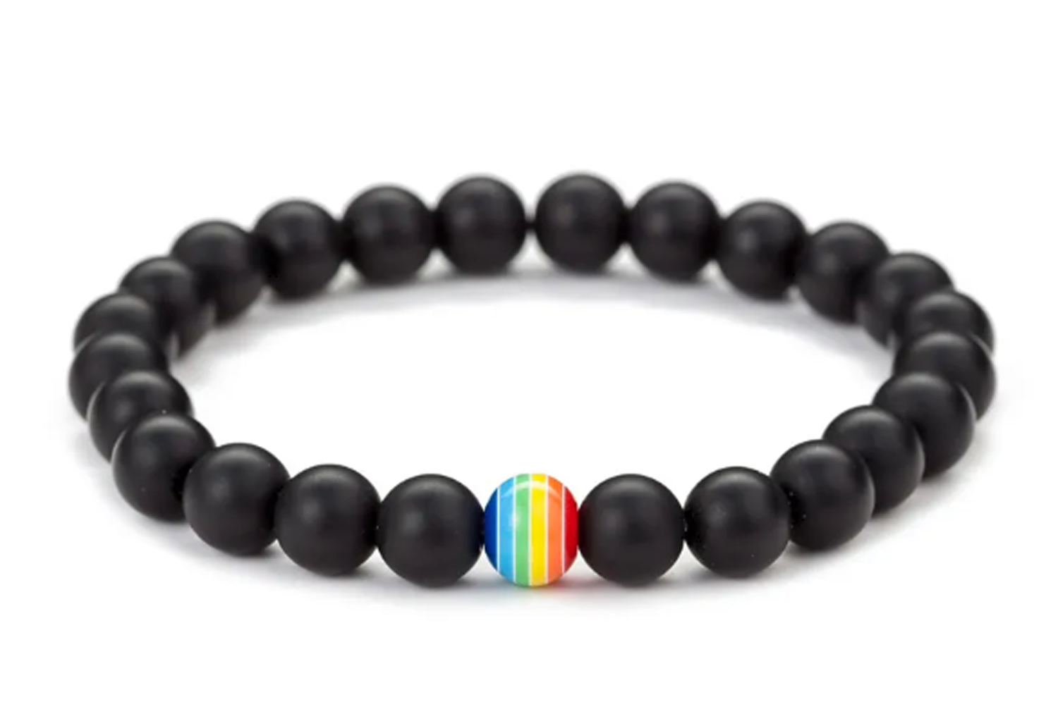 Colorful Round Bracelet Miniblings Beads LGBTQ+ Rainbow Black Design-image