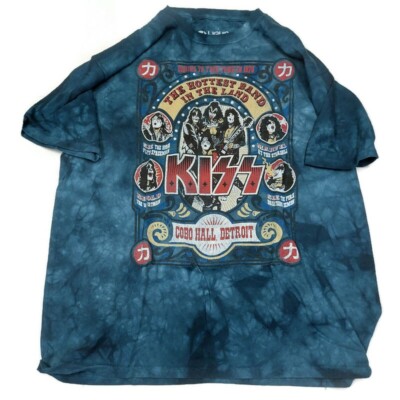 Liquid Blue Cobo Hall Detroit KISS Tie Dye Graphic T Shirt Mens XL One Sided