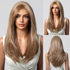 13x6 Lace Front Wigs Strawberry Blonde Wig Highlight Straight Layered Cut Wig