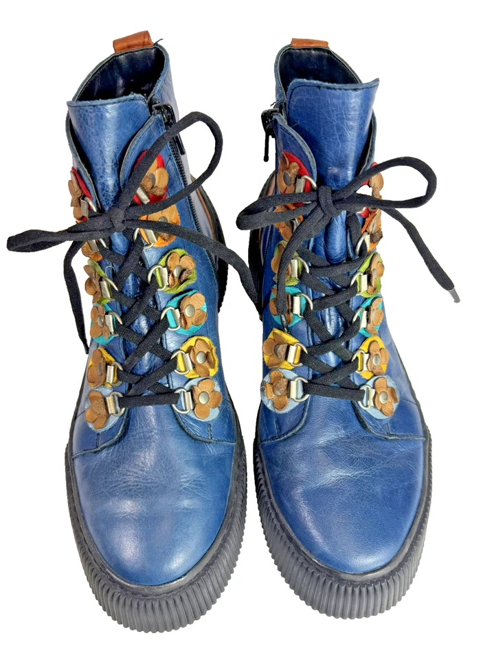 Spring Step Blue Leather Ankle Boot US Size 10 - Image 3 of 4