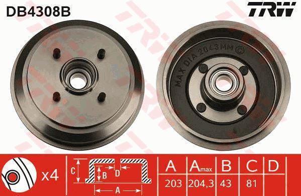 Tambour de frein Ford Fiesta V 1.4 TDCi et Fiesta 4 1.8 D essieu arrière