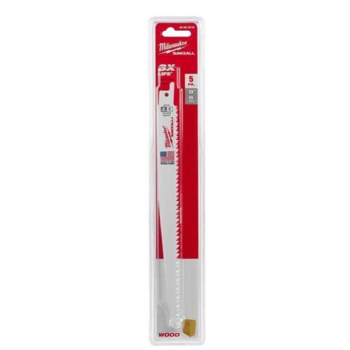Milwaukee Sawzall 9 Zoll Bi-Metall sauberes Holz Säbelsägeblatt 6 TPI 5er-Pack - Bild 4 von 4