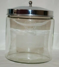 Vtg RARE 6" Pyrex Medical Laboratory Apothecary Canister PAT OFF Glasco Chrome