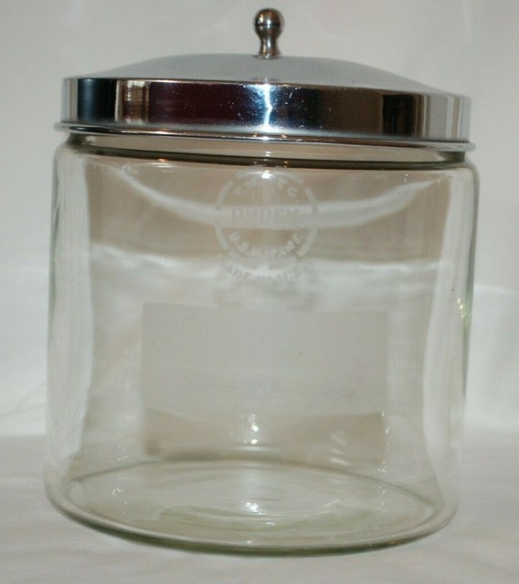 Vtg RARE 6" Pyrex Medical Laboratory Apothecary Canister PAT OFF Glasco