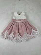 Pink and White lace and satin childs party dress