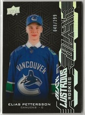 2018 2018-19 UD Black Lustrous Rookies #LREP Elias Pettersson 048/299 Canucks