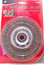 1 pc.  6" STEEL WIRE WHEEL BRUSH FOR BENCH GRINDERS 5/8" ARBOR WITH 1/2" ADAPTER