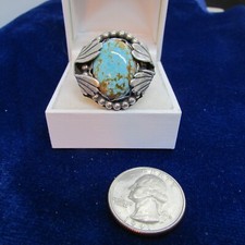 VINTAGE SOUTHWEST N A 8 TURQUOISE RING STERLING SIZE 5 1/2 TO 6