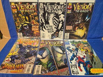 6 VENOM MARVEL COMICS; THE HUNGER #1 2 & 3, 2099 A.D., HUNTED, LETHAL PROTECTOR