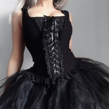 Donna Floreale Pizzo Canottiera a Balze Fascia Rétro Gotico Punk Lolita Sexy