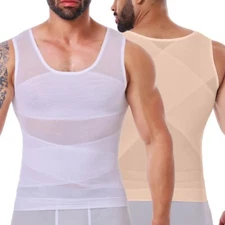 Men Slimming Body Shaper Tank Top Abdomen Gynomastica Compression Vest Shirt 