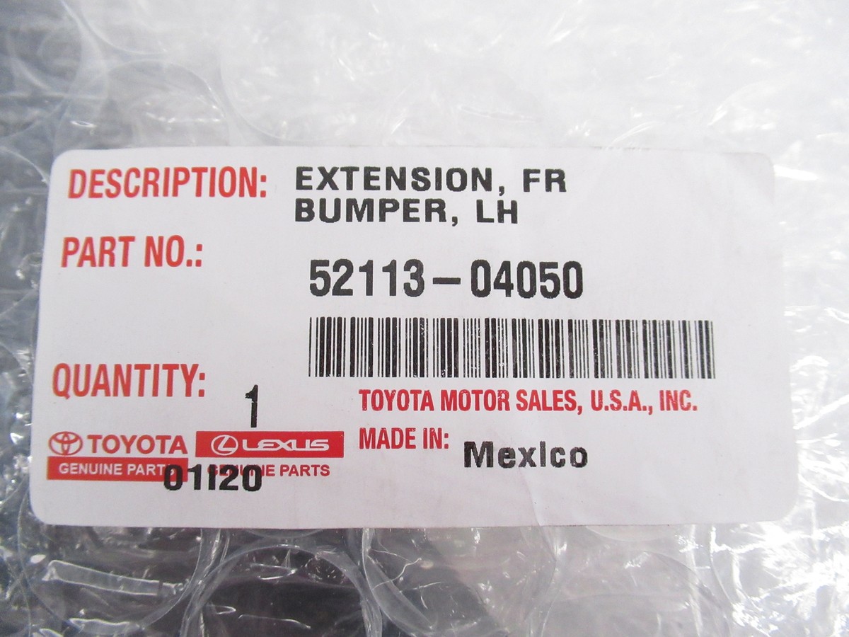 Genuine OEM Toyota 52113-04050 Driver Front Bumper Cover Extension