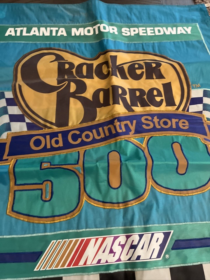 Vintage Atlanta Motor Speedway Cracker Barrel 500 Flag Large 32x46