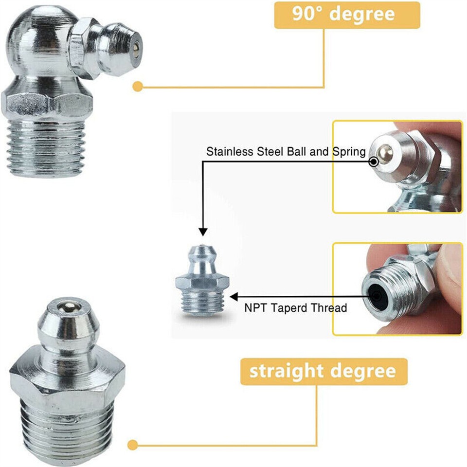 80 PC METRIC Hydraulic Lubrication Lube Grease Fittings Assortment Zerk