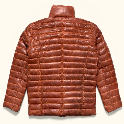 Leather Jacket Genuine Puffer Jacket Winter Coat with Warm Quilted Puffer Coat - Picture 3 of 5