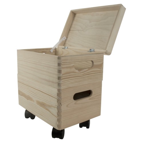 Set of 2 Small Wooden Stackable Storage Boxes| 30 X 20 X 32 cm |Decorative Pine - Picture 3 of 8
