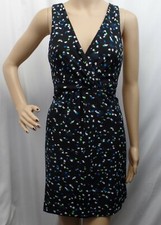 "J. CREW" BLACK GEO PRINT SURPLICE SLEEVELESS V NECK DRESS SIZE: 00 NWT $100